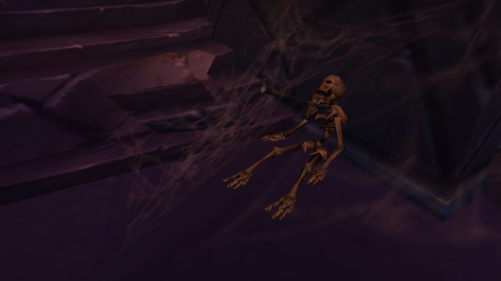 WoW a skeleton with a weapon stuck in it