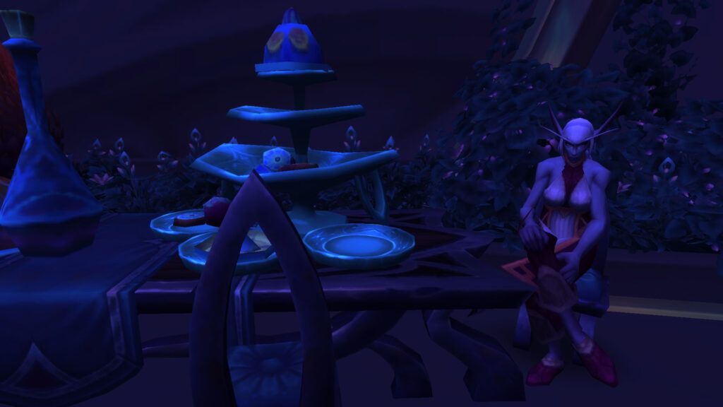 WoW the nightborn is sitting at the table with food